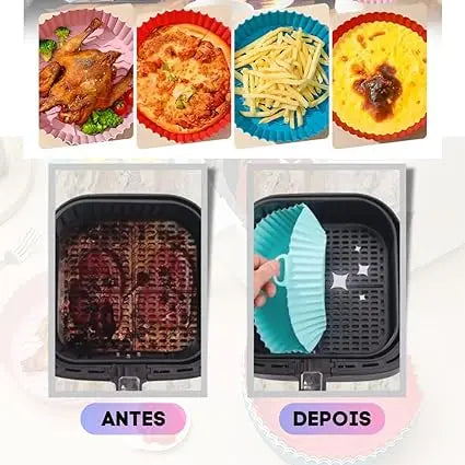 Kit com 6 Capas Protetoras de Silicone para Air Fryer Redonda e Forno Elétrico – Praticidade na Cozinha