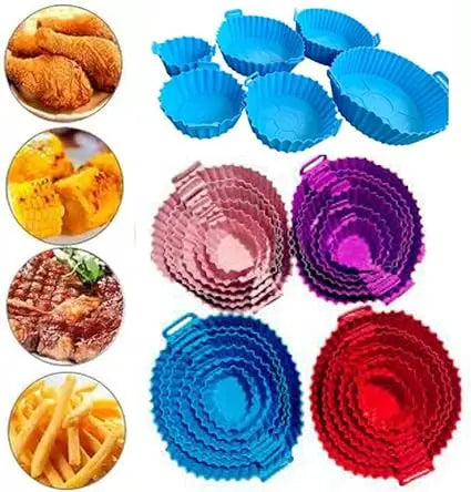 Kit com 6 Capas Protetoras de Silicone para Air Fryer Redonda e Forno Elétrico – Praticidade na Cozinha