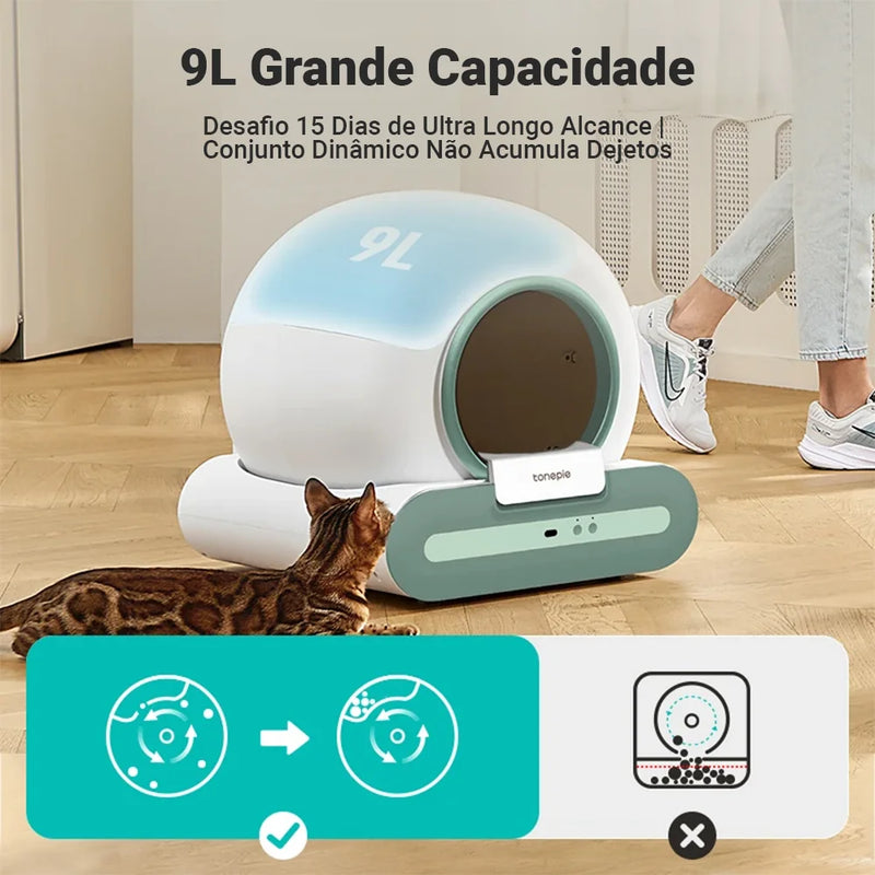 Caixa de Areia Automática Newpet para Gatos - Autolimpeza 65L com Controle pelo App