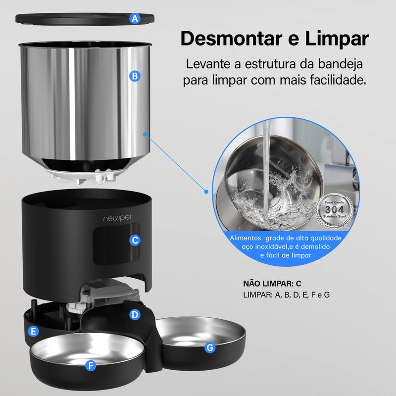 comedouro Automático de Ração 5L para Cães e Gatos com WiFi